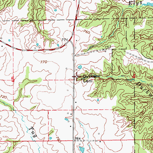 Topographic Map of Bethel Cemetery, IA