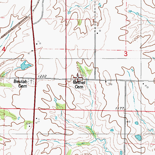 Topographic Map of Bethel Cemetery, IA