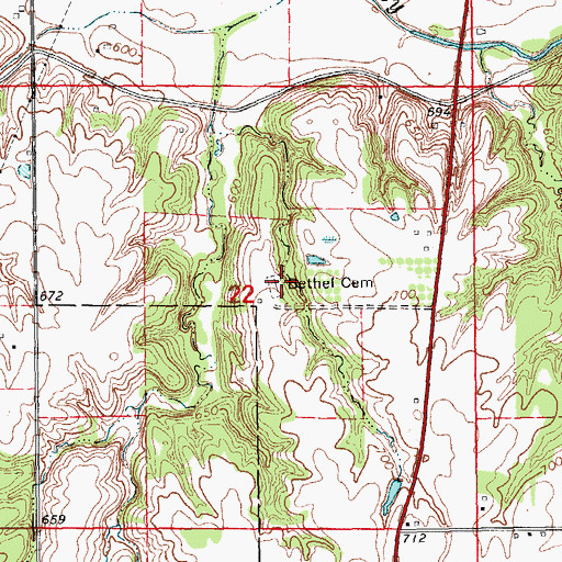 Topographic Map of Bethel Cemetery, IA