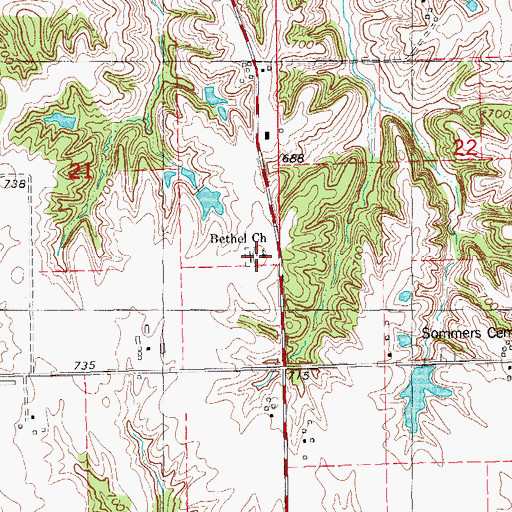 Topographic Map of Bethel Cemetery, IA
