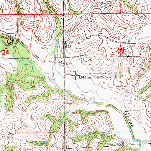 Topographic Map of Bethel Cemetery, IA