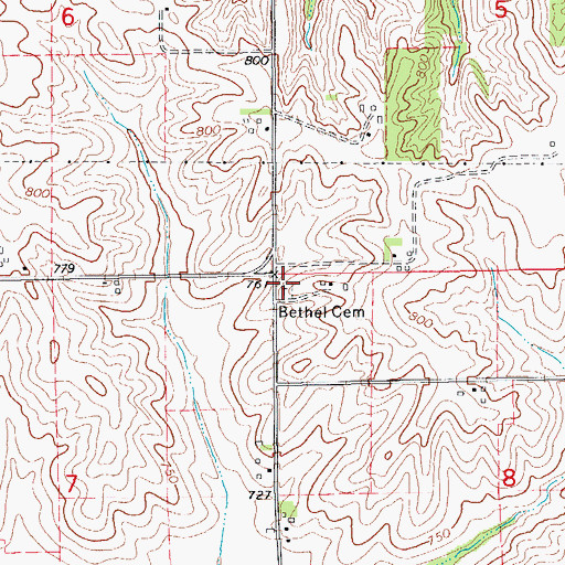 Topographic Map of Bethel Cemetery, IA