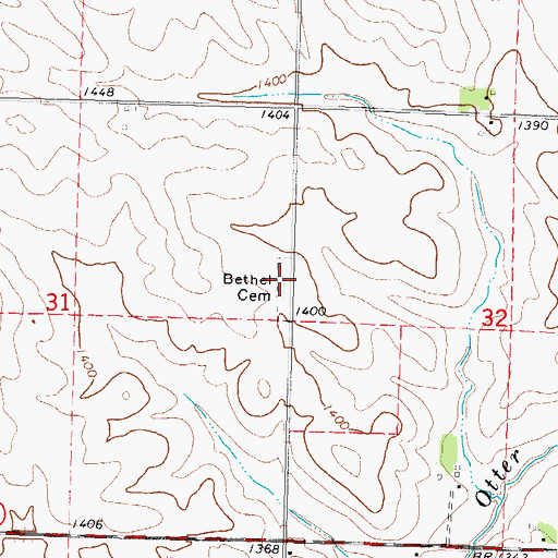 Topographic Map of Bethel Cemetery, IA