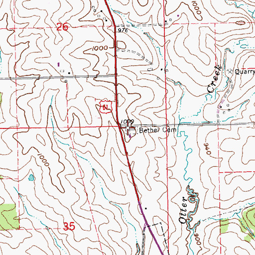 Topographic Map of Bethel Cemetery, IA