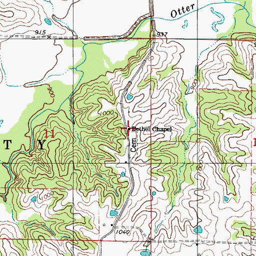 Topographic Map of Bethel Chapel, IA
