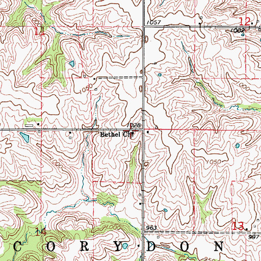 Topographic Map of Bethel Church, IA
