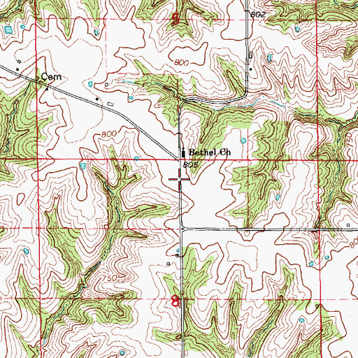 Topographic Map of Bethel Church, IA
