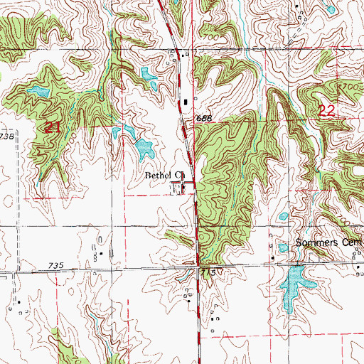 Topographic Map of Bethel Church, IA