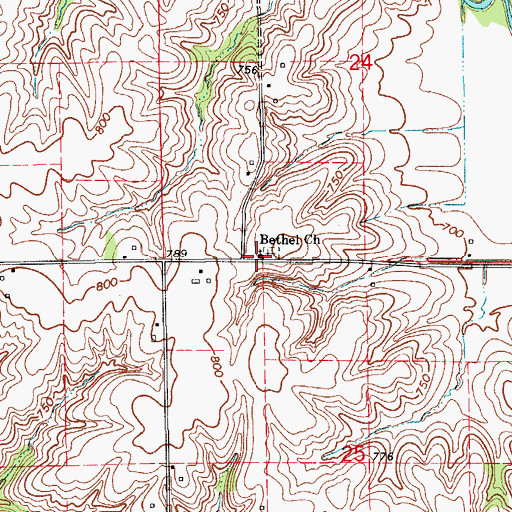Topographic Map of Bethel Church, IA