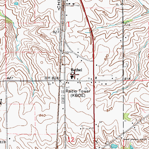 Topographic Map of Bethel Church, IA