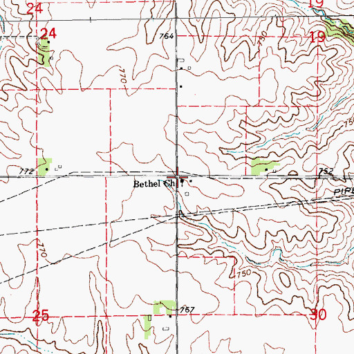 Topographic Map of Bethel Church, IA