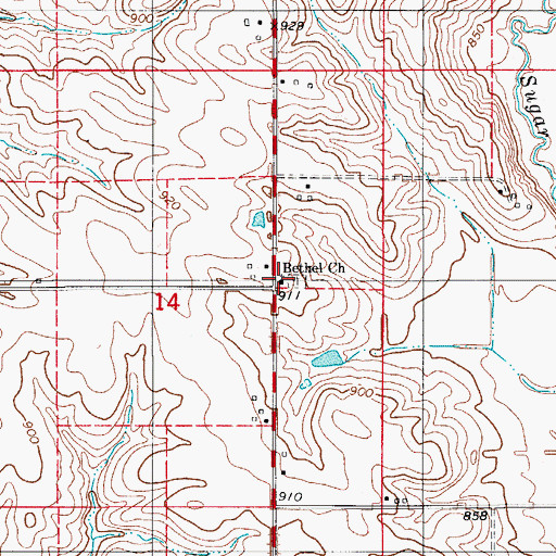 Topographic Map of Bethel Church, IA