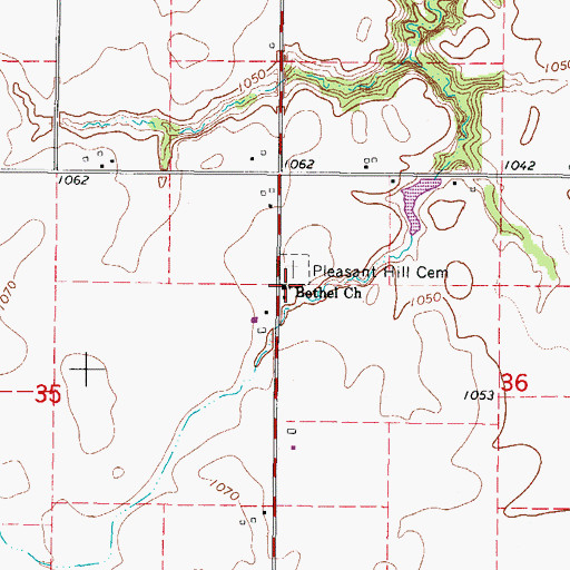 Topographic Map of Bethel Church, IA