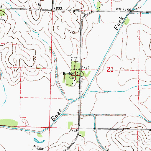 Topographic Map of Bethel Church, IA