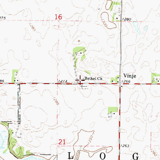 Topographic Map of Bethel Church, IA