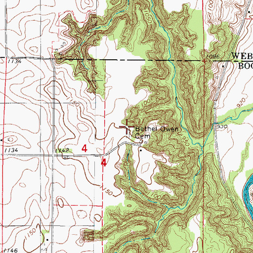Topographic Map of Bethel Owen Cemetery, IA