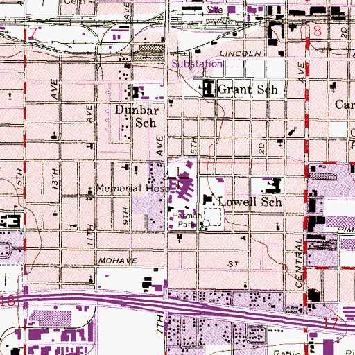 Topographic Map of Phoenix Memorial Hospital Heliport, AZ