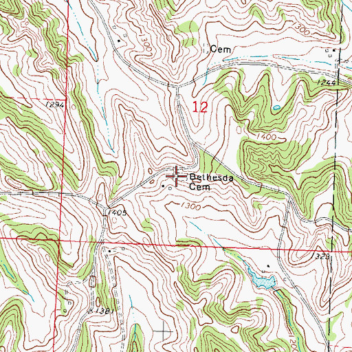 Topographic Map of Bethesda Cemetery, IA