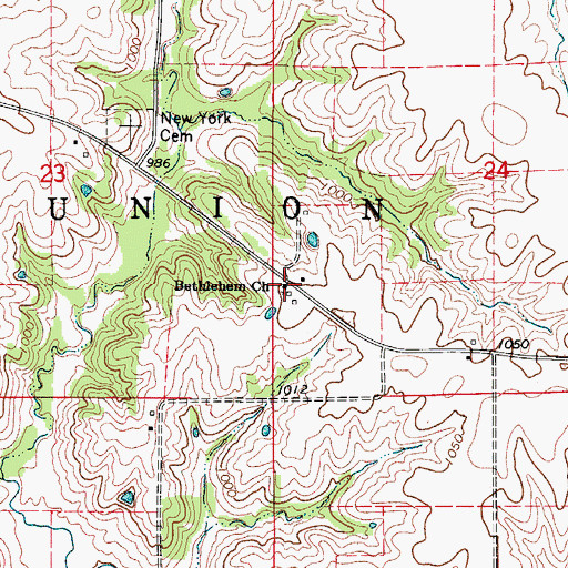 Topographic Map of Bethlehem Church, IA