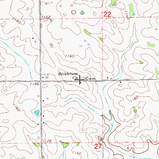 Topographic Map of Bethlehem Church, IA