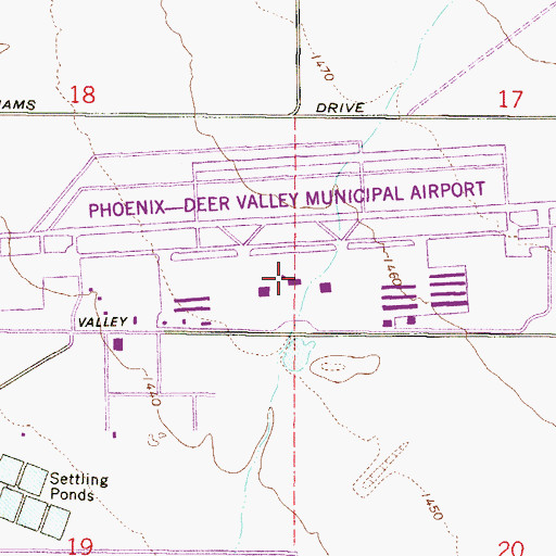 Topographic Map of Phoenix Deer Valley Airport, AZ