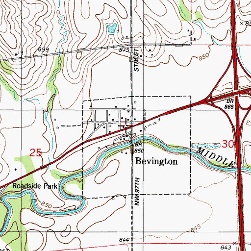 Topographic Map of Bevington, IA