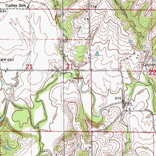 Topographic Map of Bickel Branch, IA