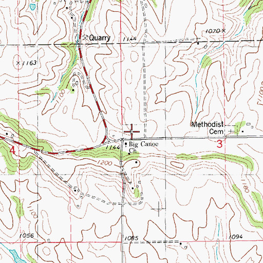 Topographic Map of Big Canoe Cemetery, IA