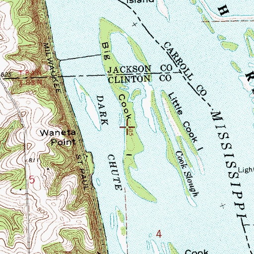 Topographic Map of Big Cook Island, IA