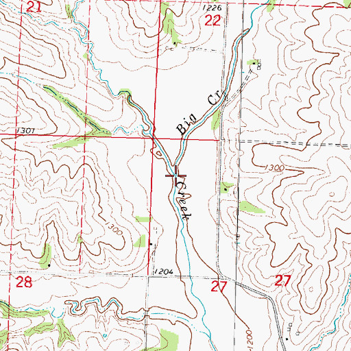 Topographic Map of Big Creek, IA
