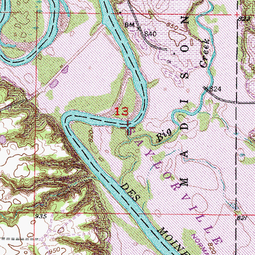 Topographic Map of Big Creek, IA