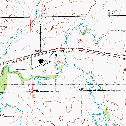 Topographic Map of Big Elkhorn Creek, IA