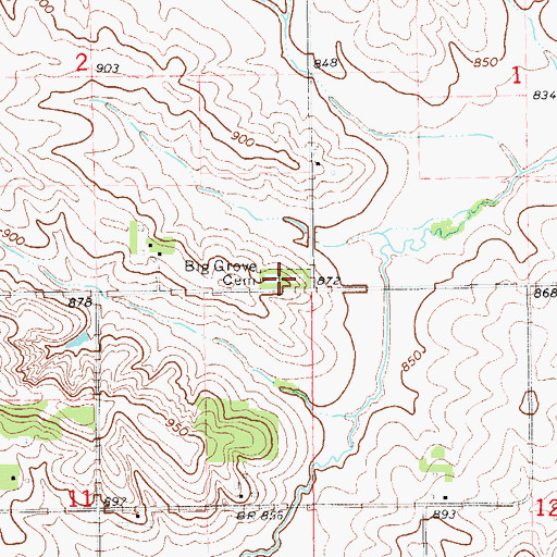 Topographic Map of Big Grove, IA