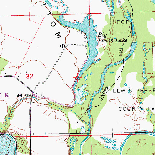 Topographic Map of Big Lewis Lake, IA