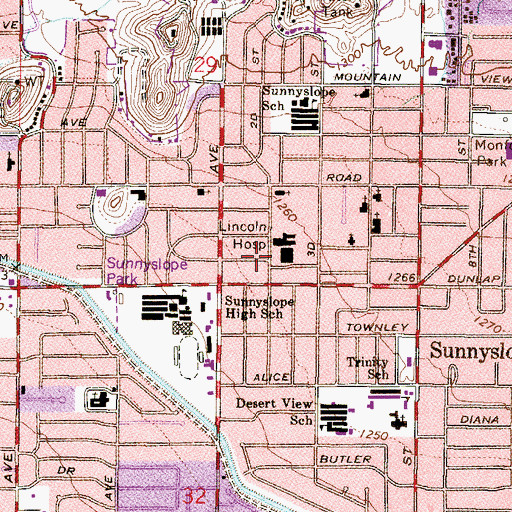 Topographic Map of John C Lincoln Helistop, AZ