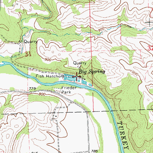 Topographic Map of Big Spring, IA