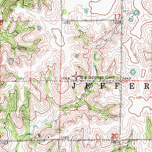 Topographic Map of Big Springs Cemetery, IA