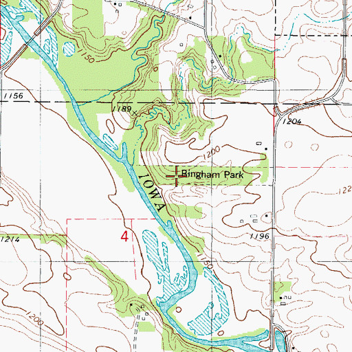 Topographic Map of Bingham Park, IA