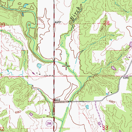 Topographic Map of Birch Creek, IA