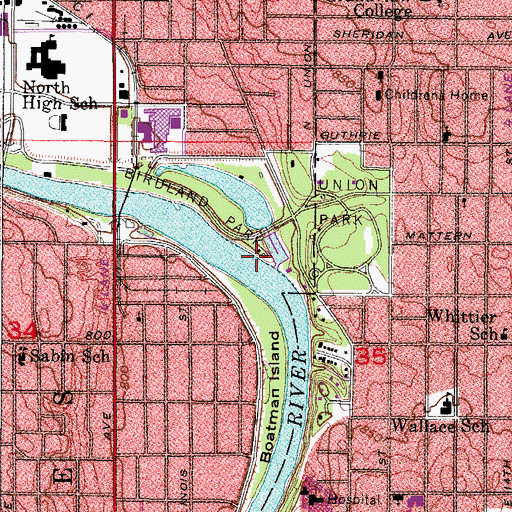 Topographic Map of Birdland Park, IA