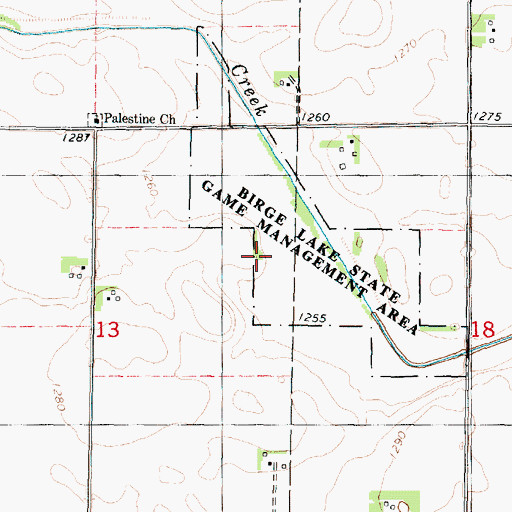 Topographic Map of Birge Lake (historical), IA