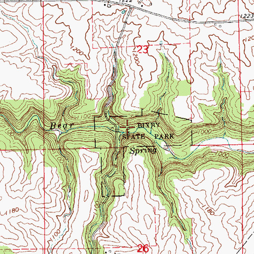 Topographic Map of Bixby State Park, IA