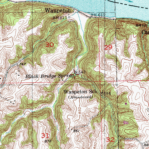 Topographic Map of Black Bridge Spring, IA