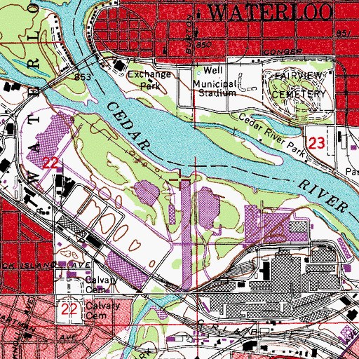 Topographic Map of Black Hawk Creek, IA