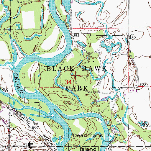 Topographic Map of Black Hawk Park, IA