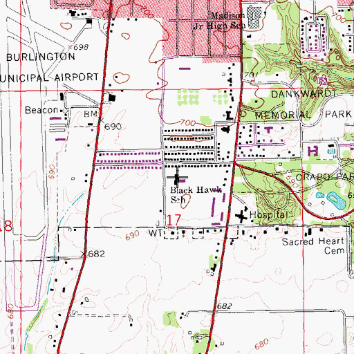Topographic Map of Black Hawk Elementary School, IA