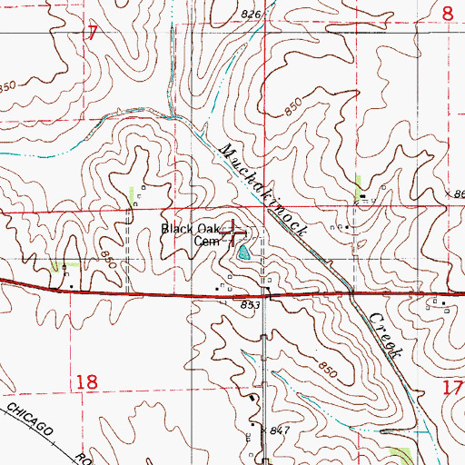 Topographic Map of Black Oak Cemetery, IA