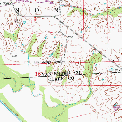Topographic Map of Blackledge Cemetery, IA
