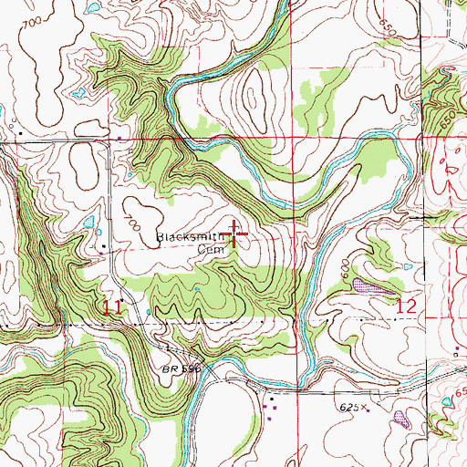 Topographic Map of Blacksmith Cemetery, IA