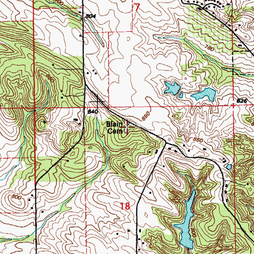 Topographic Map of Blain Cemetery, IA